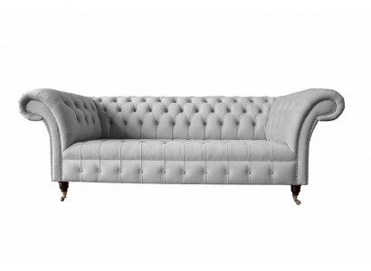 Chesterfield Włókienniczy Sofa Couch 3 miejsce do siedzenia Podkładka Siedziba Szare Sofy Big Nowe