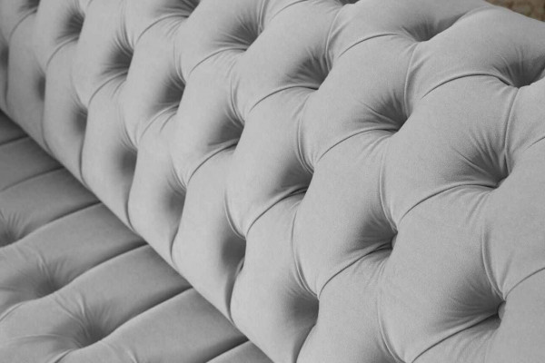 Chesterfield Włókienniczy Sofa Couch 3 miejsce do siedzenia Podkładka Siedziba Szare Sofy Big Nowe