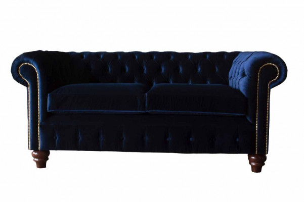 Sofa kanapa niebieska Chesterfield w stylu angielskim klasycznym 3 Siedziba Podkładka 230cm