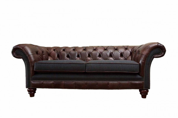 Sofa kanapa Brown Chesterfield w stylu angielskim klasycznym 3 Siedziba Podkładka 230cm