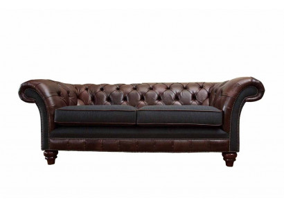 Sofa kanapa Brown Chesterfield w stylu angielskim klasycznym 3 Siedziba Podkładka 230cm