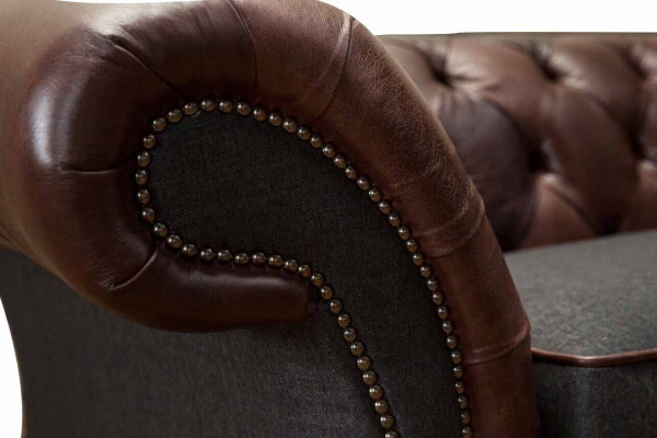 Sofa kanapa Brown Chesterfield w stylu angielskim klasycznym 3 Siedziba Podkładka 230cm
