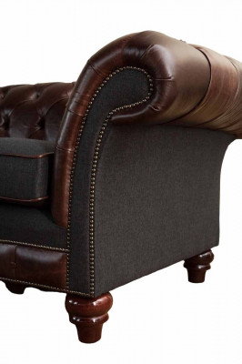 Sofa kanapa Brown Chesterfield w stylu angielskim klasycznym 3 Siedziba Podkładka 230cm