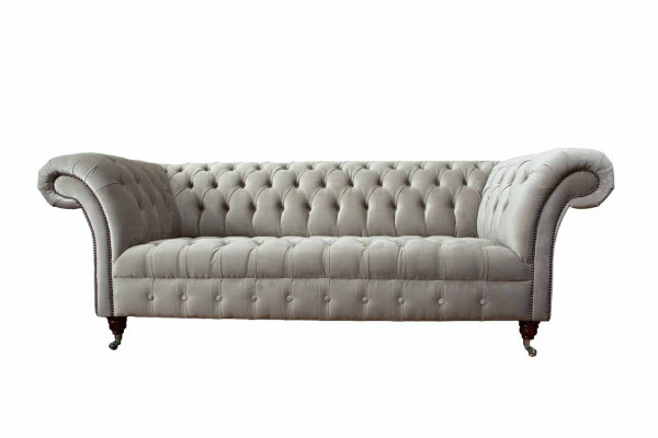 Sofa Chesterfield 3 Siedziba Podkładka Kanapy Sofy Kanapa Trzyosobowa Szara Nowa