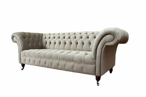 Sofa Chesterfield 3 Siedziba Podkładka Kanapy Sofy Kanapa Trzyosobowa Szara Nowa