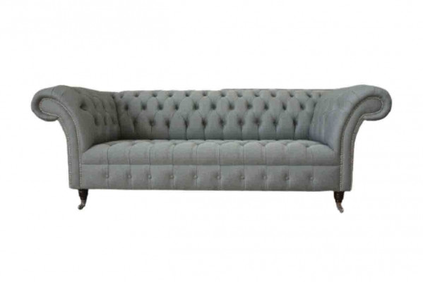 Sofa 3 miejsce do siedzenia Materiał kanapy Nowoczesny Luksus Szary Chesterfield Trzyosobowy Nowy