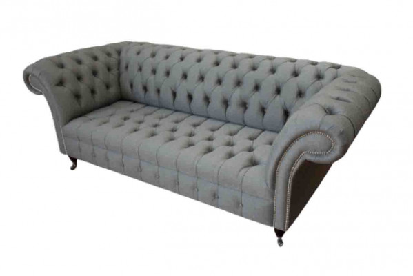 Sofa 3 miejsce do siedzenia Materiał kanapy Nowoczesny Luksus Szary Chesterfield Trzyosobowy Nowy