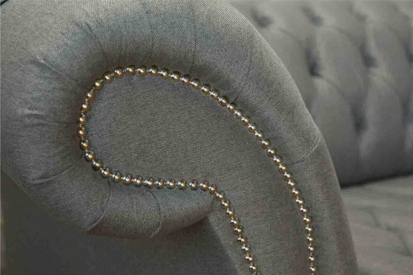 Sofa 3 miejsce do siedzenia Materiał kanapy Nowoczesny Luksus Szary Chesterfield Trzyosobowy Nowy