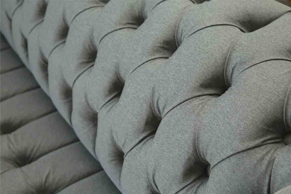 Sofa 3 miejsce do siedzenia Materiał kanapy Nowoczesny Luksus Szary Chesterfield Trzyosobowy Nowy