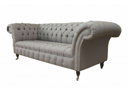 Chesterfield 3 miejsce do siedzenia Podkładka Couch Sofa Kanapy Włókienniczy Modern Style Grey
