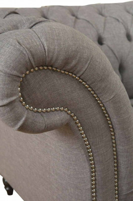Chesterfield 3 miejsce do siedzenia Podkładka Couch Sofa Kanapy Włókienniczy Modern Style Grey