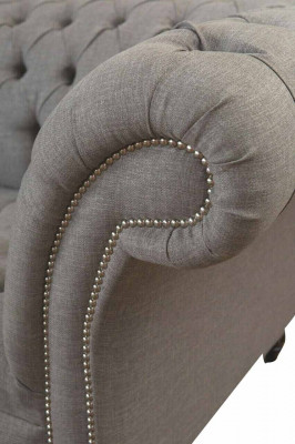 Chesterfield 3 miejsce do siedzenia Podkładka Couch Sofa Kanapy Włókienniczy Modern Style Grey