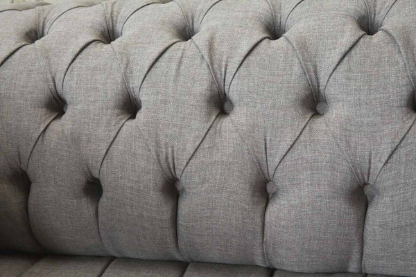 Chesterfield 3 miejsce do siedzenia Podkładka Couch Sofa Kanapy Włókienniczy Modern Style Grey
