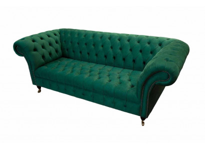Sofa Trzyosobowa 3 miejsce do siedzenia Luksusowe Siedziba Nowoczesne Sofy Green Material Chesterfield