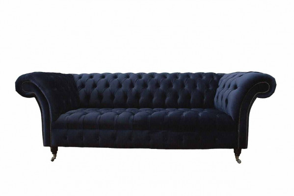 Luksusowa Sofa Trzyosobowa Niebieski Materiał Włókienniczy Styl Kanapy Sofy Kanapy Meble