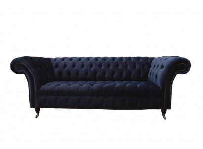 Luksusowa Sofa Trzyosobowa Niebieski Materiał Włókienniczy Styl Kanapy Sofy Kanapy Meble