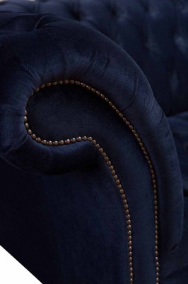 Luksusowa Sofa Trzyosobowa Niebieski Materiał Włókienniczy Styl Kanapy Sofy Kanapy Meble