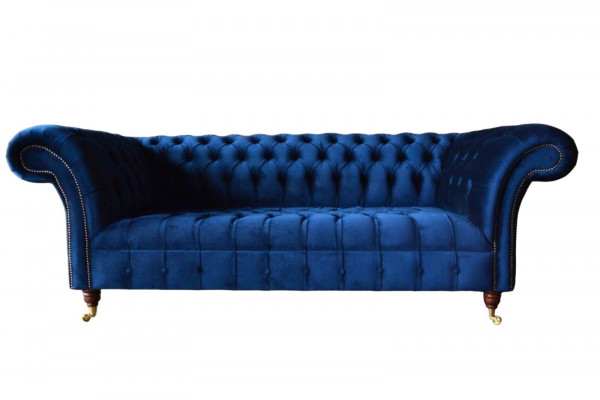 Sofa trzyosobowa Blue Chesterfield 3 miejsce do siedzenia, luksusowe sofy włókiennicze
