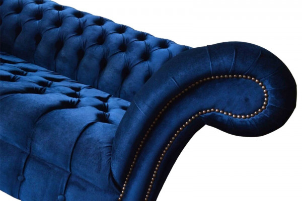 Sofa trzyosobowa Blue Chesterfield 3 miejsce do siedzenia, luksusowe sofy włókiennicze