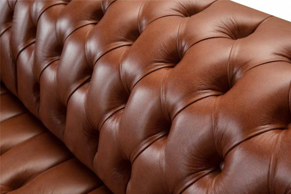 Chesterfield Sofa 3 miejsce do siedzenia Brown Modern Podkładka Skóra Living Room Design