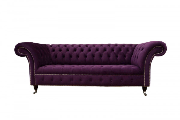 Fioletowa Sofa Chesterfield 3 miejsce do siedzenia Chesterfield Designer Couch Włókienniczy Materiał