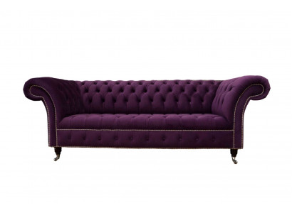 Fioletowa Sofa Chesterfield 3 miejsce do siedzenia Chesterfield Designer Couch Włókienniczy Materiał