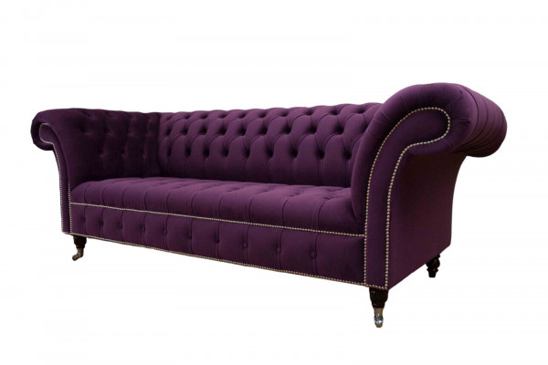 Fioletowa Sofa Chesterfield 3 miejsce do siedzenia Chesterfield Designer Couch Włókienniczy Materiał