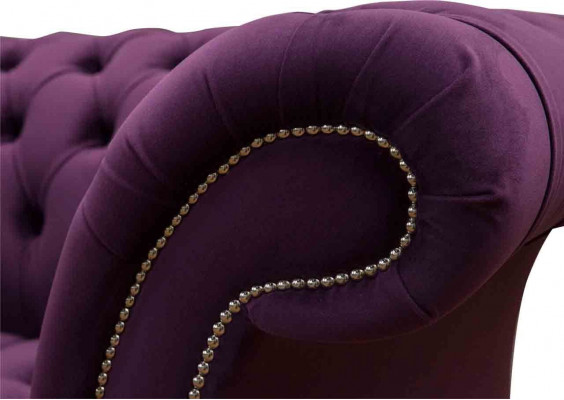 Fioletowa Sofa Chesterfield 3 miejsce do siedzenia Chesterfield Designer Couch Włókienniczy Materiał