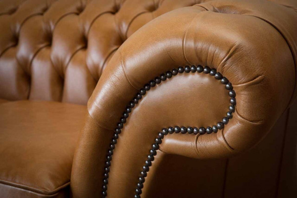 Dwuosobowa sofa Chesterfield 2 Siedziba Sofy Podkładka Siedziba Skóra Couch Brown