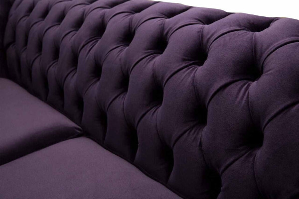Sofa Chesterfield English Classic Style 3 Siedziba Podkładka Fioletowa 230cm