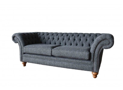 Szary Chesterfield 3 miejsce do siedzenia Szary Włókienniczy Design Couches Podkładka Sofy