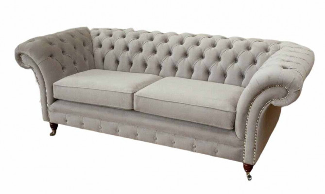 Chesterfield 3 Siedziba Relaks Lounge Sofa Włókienniczy Podkładka Couch Materiał Kanapy
