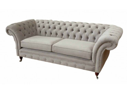 Chesterfield 3 Siedziba Relaks Lounge Sofa Włókienniczy Podkładka Couch Materiał Kanapy