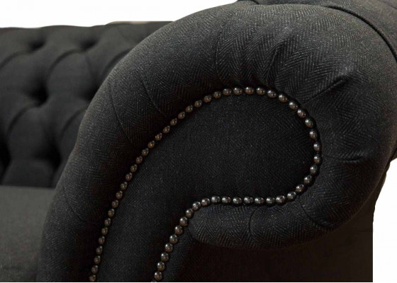 Sofa do Salonu Sofa Chesterfield Sofa Trzyosobowa Design Czarne Meble Nowość
