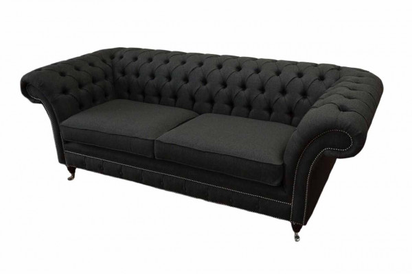 Sofa do Salonu Sofa Chesterfield Sofa Trzyosobowa Design Czarne Meble Nowość