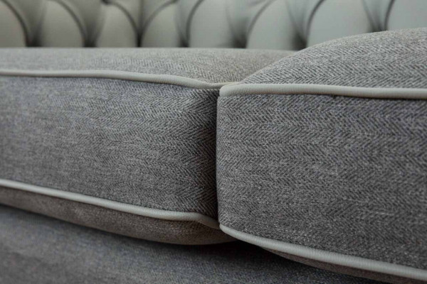 Sofa 3 Siedziba Skóra Meble Sofy Materiał Szara Kanapa Podkładka Trzyosobowa Nowa