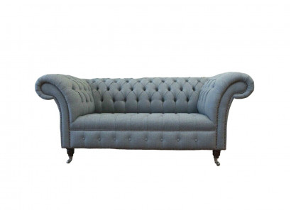 Chesterfield Meble biurowe Sofa Kanapa 2 Siedziba Włókienniczy Szary