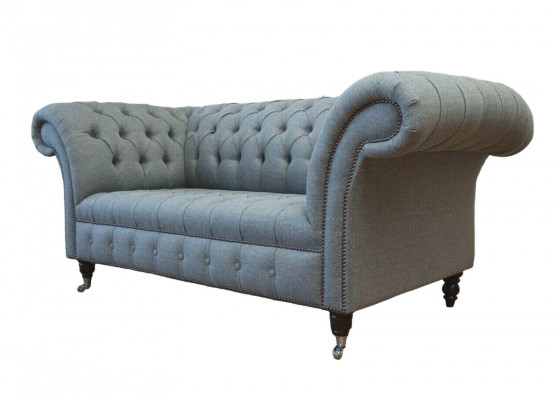 Chesterfield Meble biurowe Sofa Kanapa 2 Siedziba Włókienniczy Szary