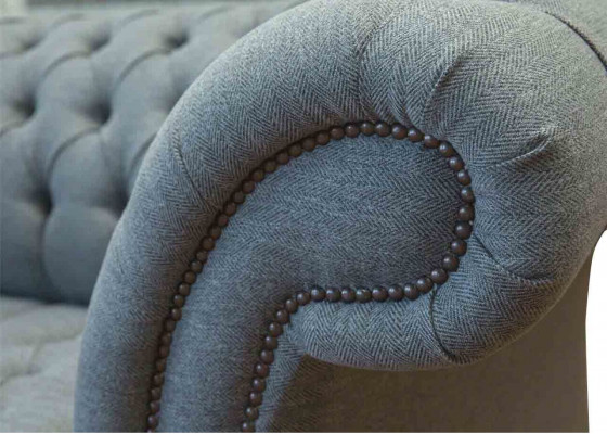 Chesterfield Meble biurowe Sofa Kanapa 2 Siedziba Włókienniczy Szary