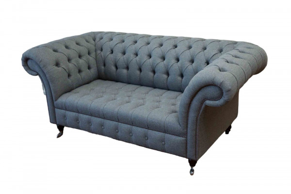 Chesterfield Meble biurowe Sofa Kanapa 2 Siedziba Włókienniczy Szary