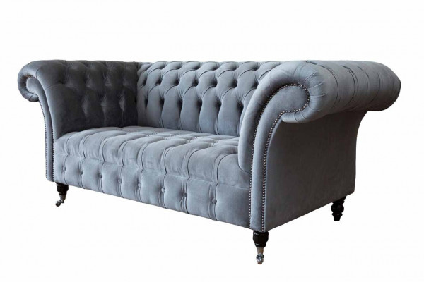 Sofa Chesterfield 3 miejsce do siedzenia Luksusowa kanapa Sofy do salonu Sofa z szarej tkaniny