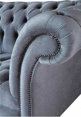 Sofa Chesterfield 3 miejsce do siedzenia Luksusowa kanapa Sofy do salonu Sofa z szarej tkaniny