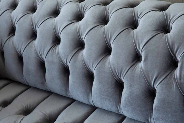 Sofa Chesterfield 3 miejsce do siedzenia Luksusowa kanapa Sofy do salonu Sofa z szarej tkaniny