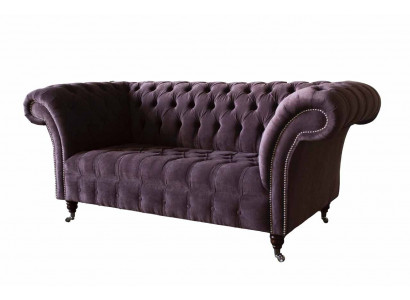 Chesterfield Sofa Couch Design Fioletowa Podkładka Włókienniczy Dwumiejscowe miejsce siedzące Nowe