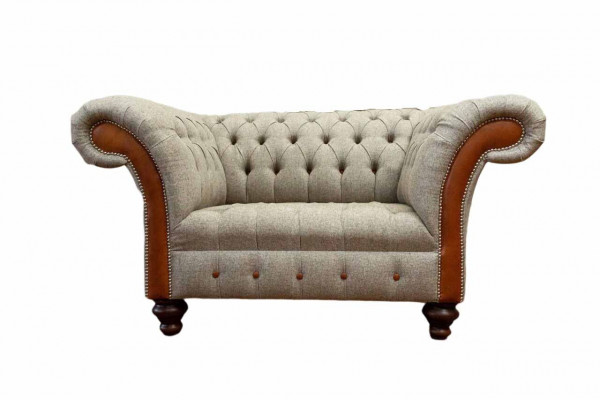 Sofa Chesterfield Podkładka 1,5 miejsce do siedzenia Sofy Classic Single Seater Szara Nowość