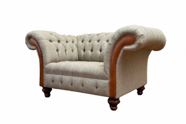 Sofa Chesterfield Podkładka 1,5 miejsce do siedzenia Sofy Classic Single Seater Szara Nowość