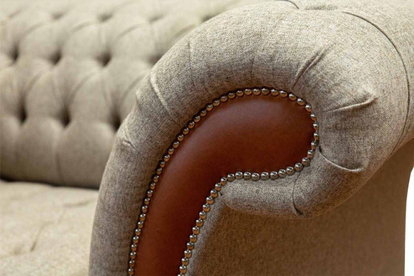 Sofa Chesterfield Podkładka 1,5 miejsce do siedzenia Sofy Classic Single Seater Szara Nowość