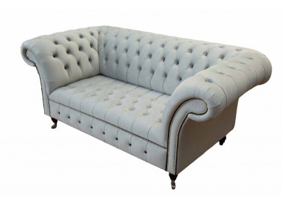 Chesterfield Couch Podkładka Meble Dwumiejscowe Szare Kanapy Sofy Skóra