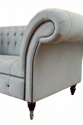 Chesterfield Couch Podkładka Meble Dwumiejscowe Szare Kanapy Sofy Skóra
