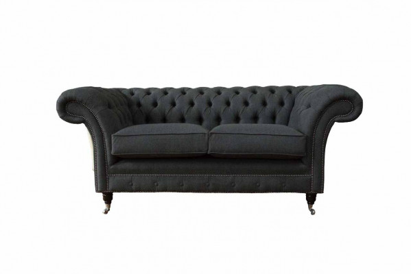 Chesterfield Sofa 2 miejsce do siedzenia Sofa Podkładka Material Couchen Grau Włókienniczy Nowość